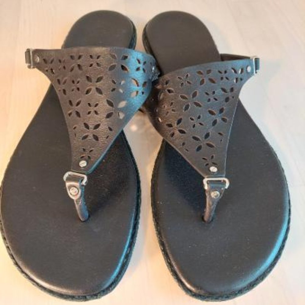 Michael Kors Black Leather Thong Slip-on Sandals